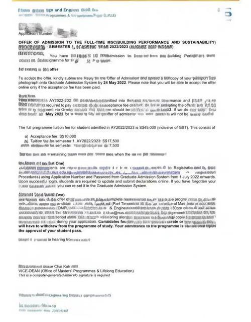 2026新加坡国立大学最后录取结果