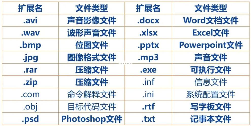 常用文件扩展名大全