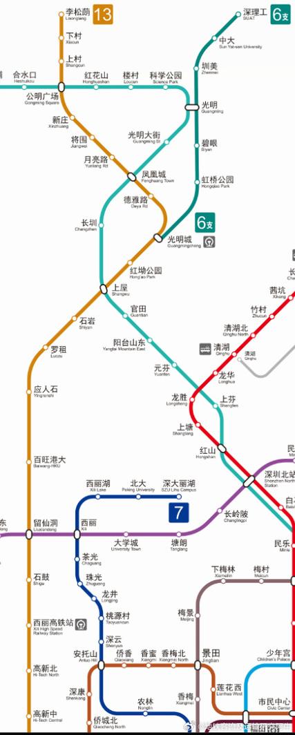 深圳13号线全程线路图